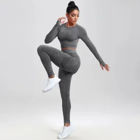 2 piece Gym Workout Yoga seamless high waist Set