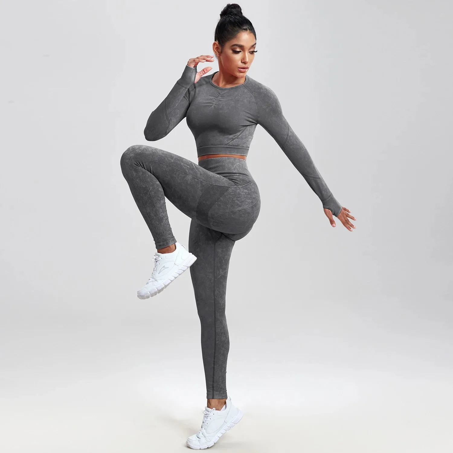 2 piece Gym Workout Yoga seamless high waist Set