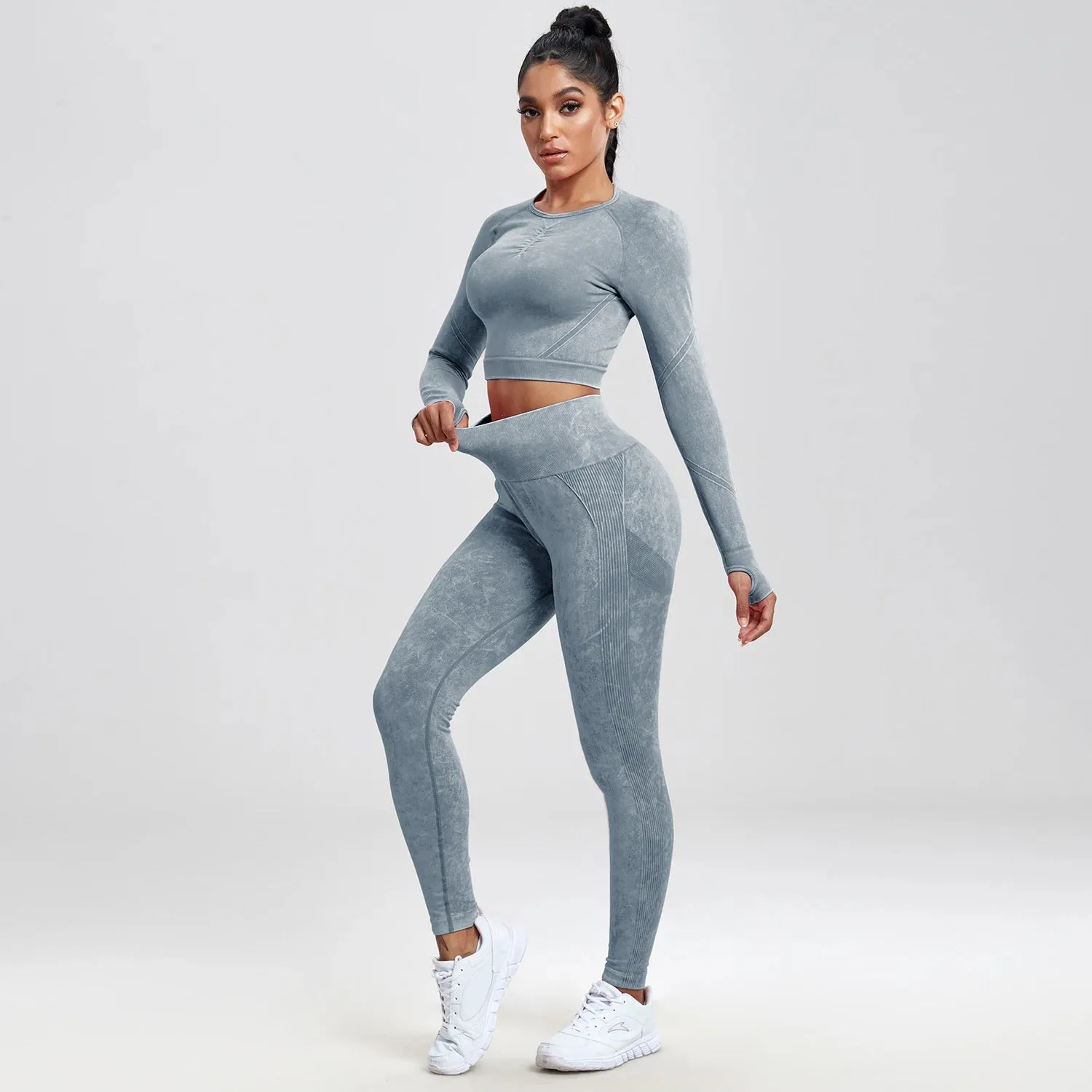 2 piece Gym Workout Yoga seamless high waist Set