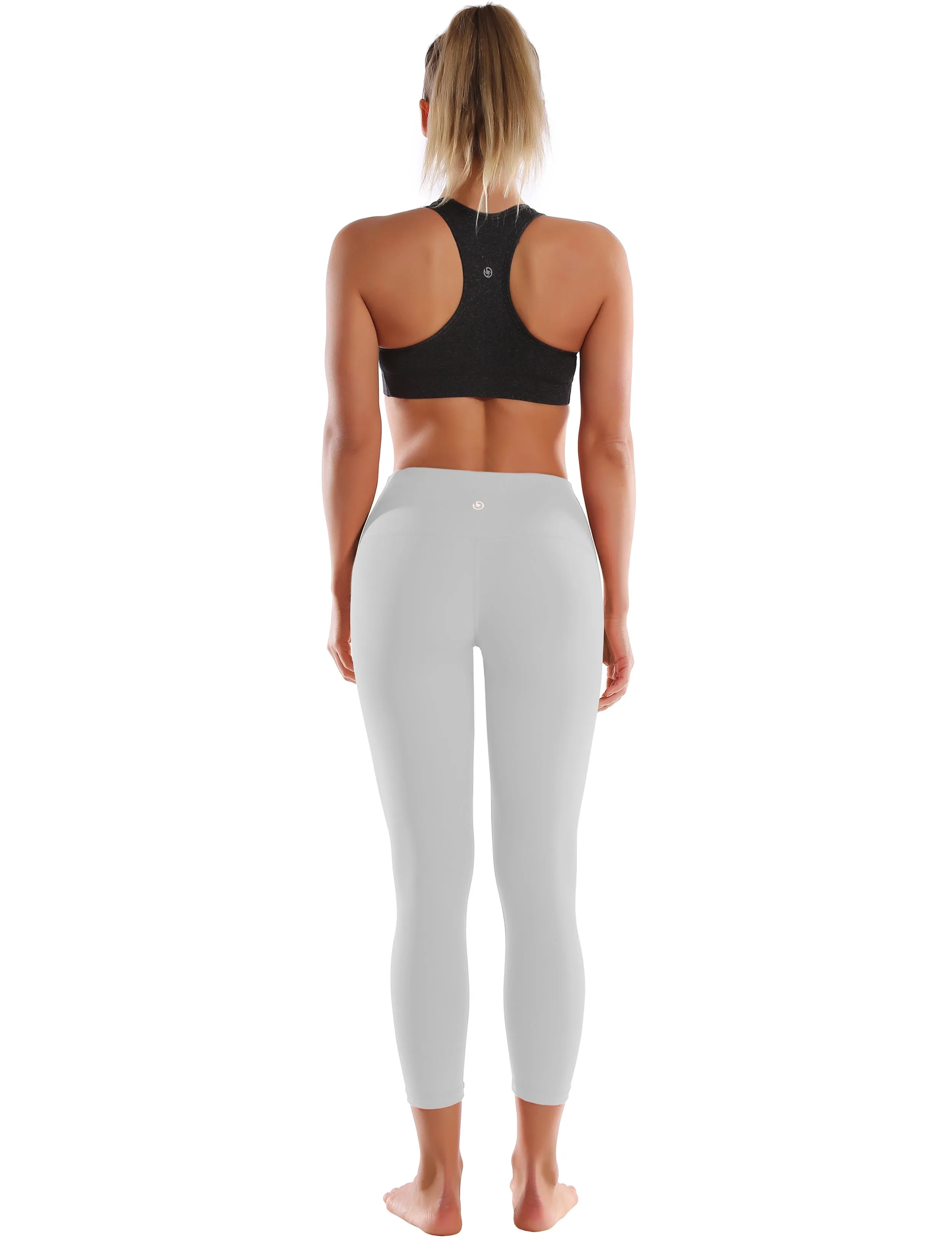 22" High Waist Crop Tight Capris lightgray_Jogging