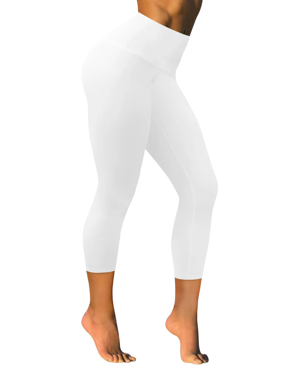 22" High Waist Crop Tight Capris mattewhite_Jogging
