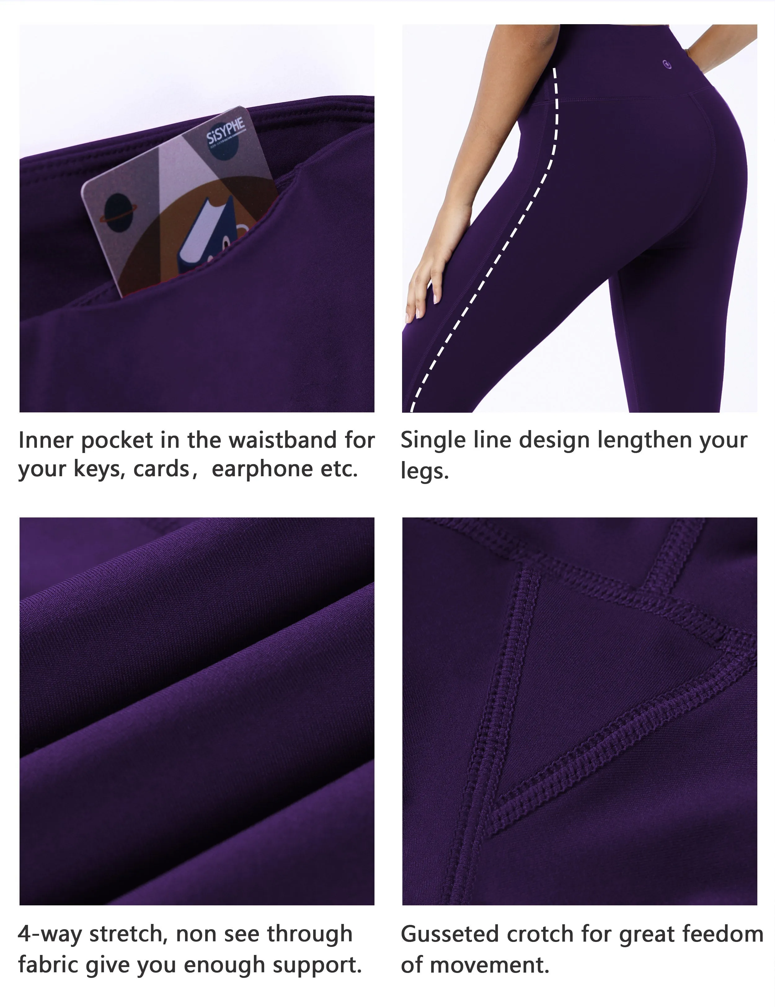 22" High Waist Side Line Capris eggplantpurple_Jogging