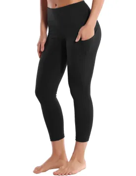 22" High Waist Side Pockets Capris black_Jogging