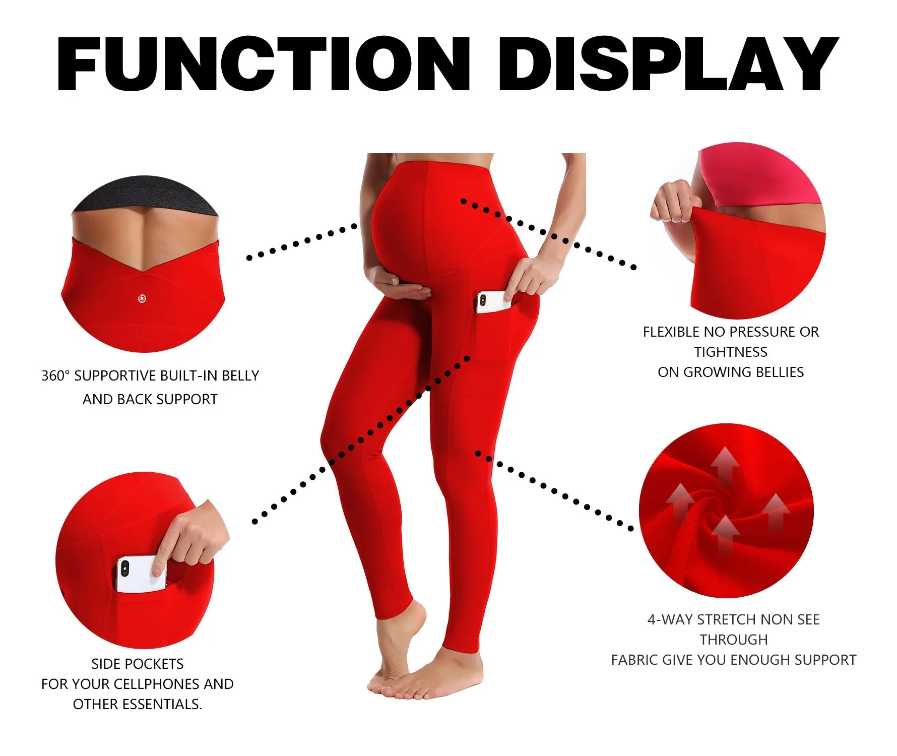 26" Side Pockets Maternity Jogging Pants scarlet_Jogging