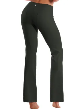 29" 31" 33" 35" 37"  Back Pockets Bootcut Leggings olivegray_Jogging