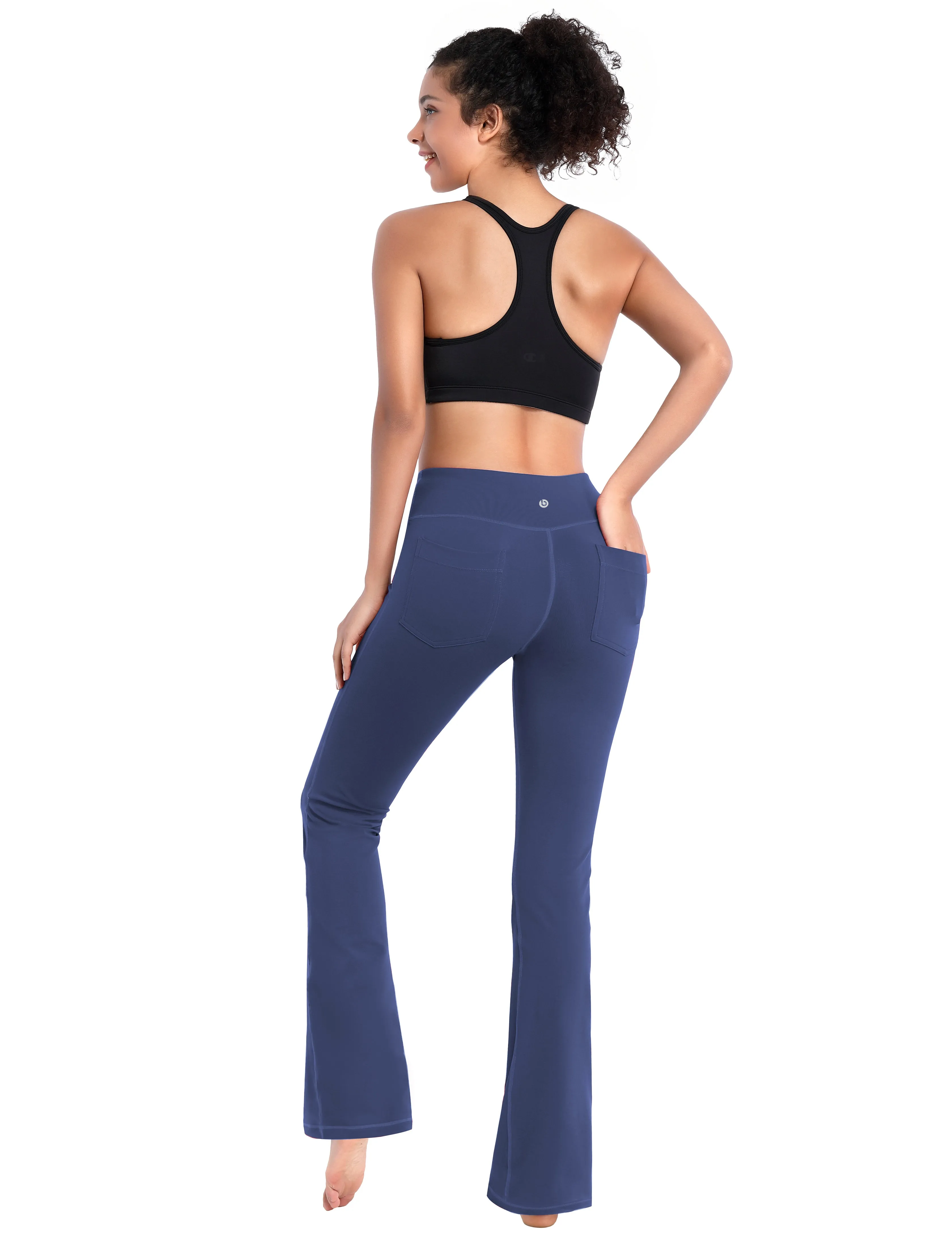 29" 31" 33" 35" 37"  Back Pockets Bootcut Leggings purplishblue_Jogging