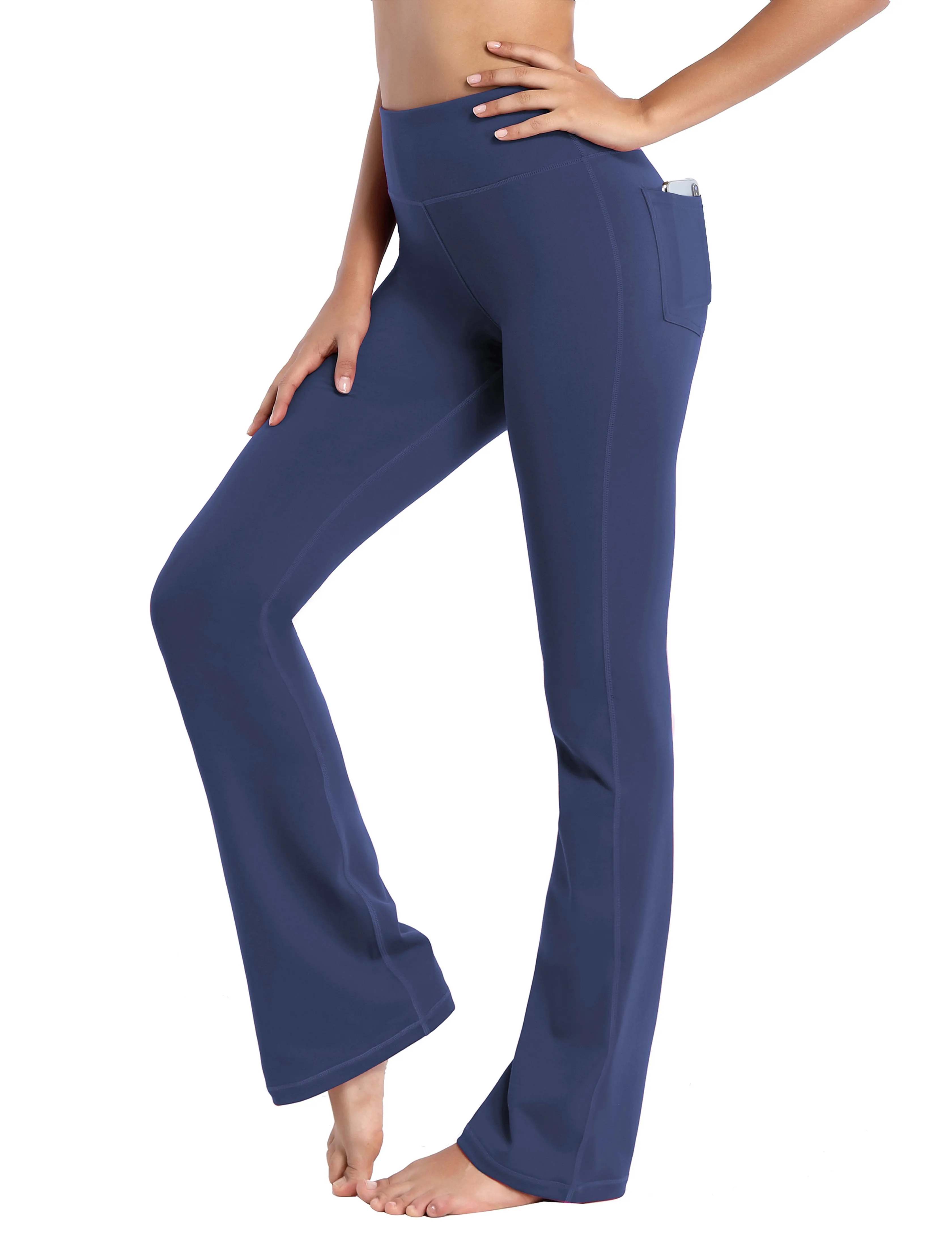 29" 31" 33" 35" 37"  Back Pockets Bootcut Leggings purplishblue_Jogging