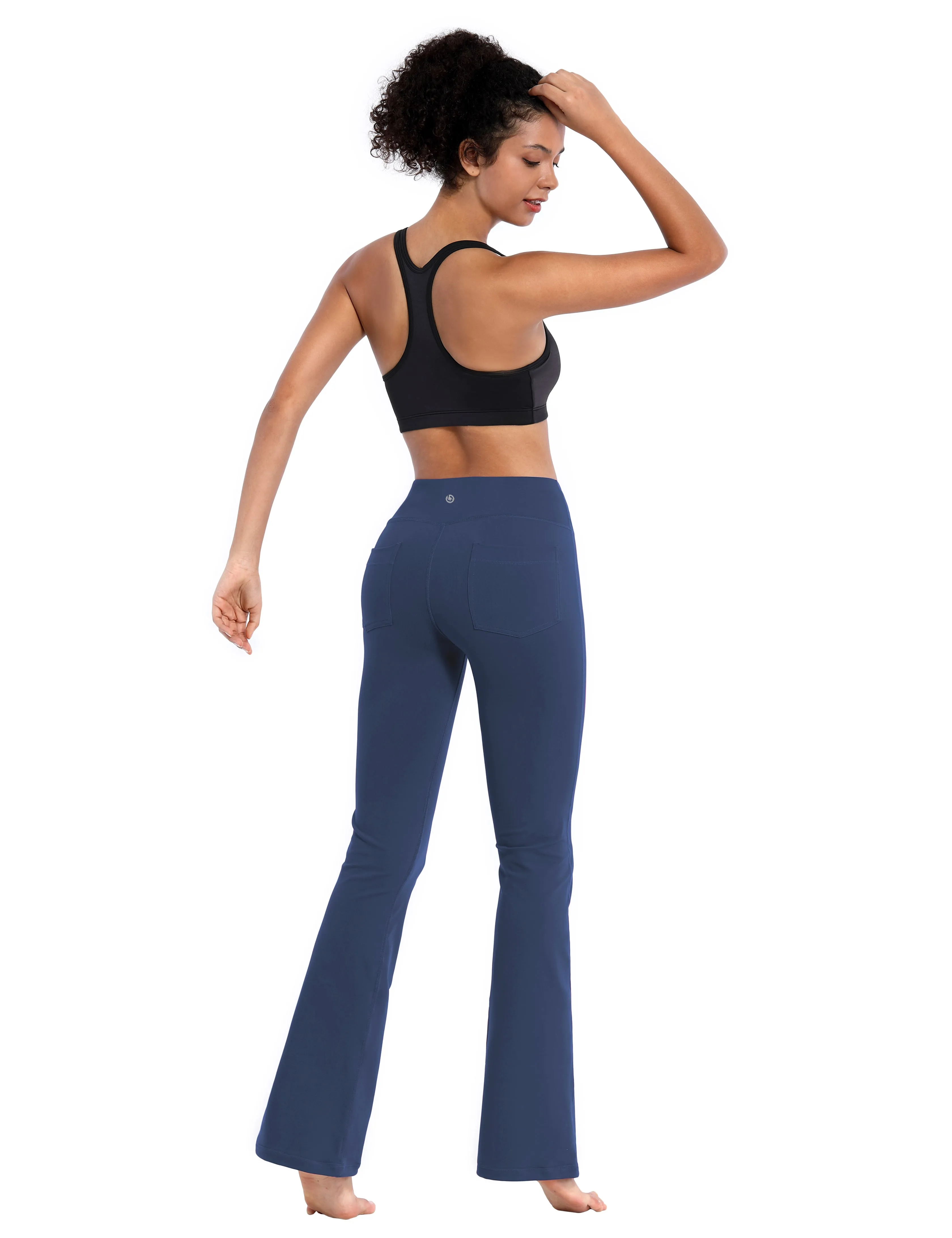 29" 31" 33" 35" 37"  Back Pockets Bootcut Leggings purplishblue_Jogging