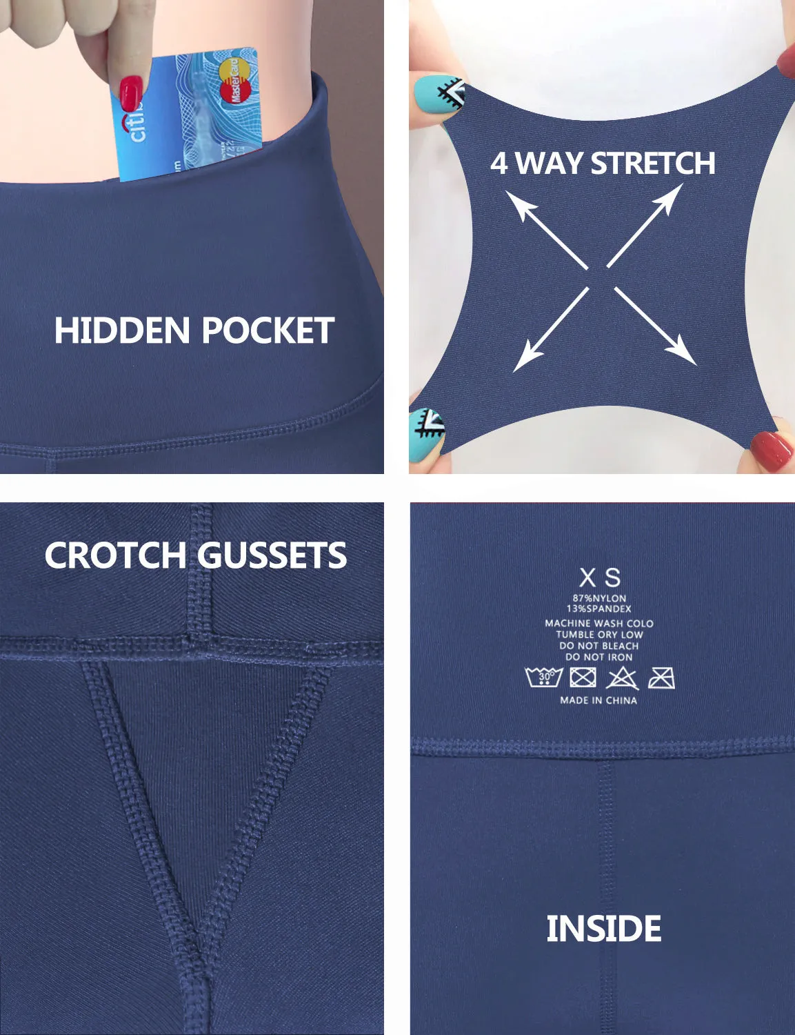 29" 31" 33" 35" 37"  Back Pockets Bootcut Leggings purplishblue_Jogging
