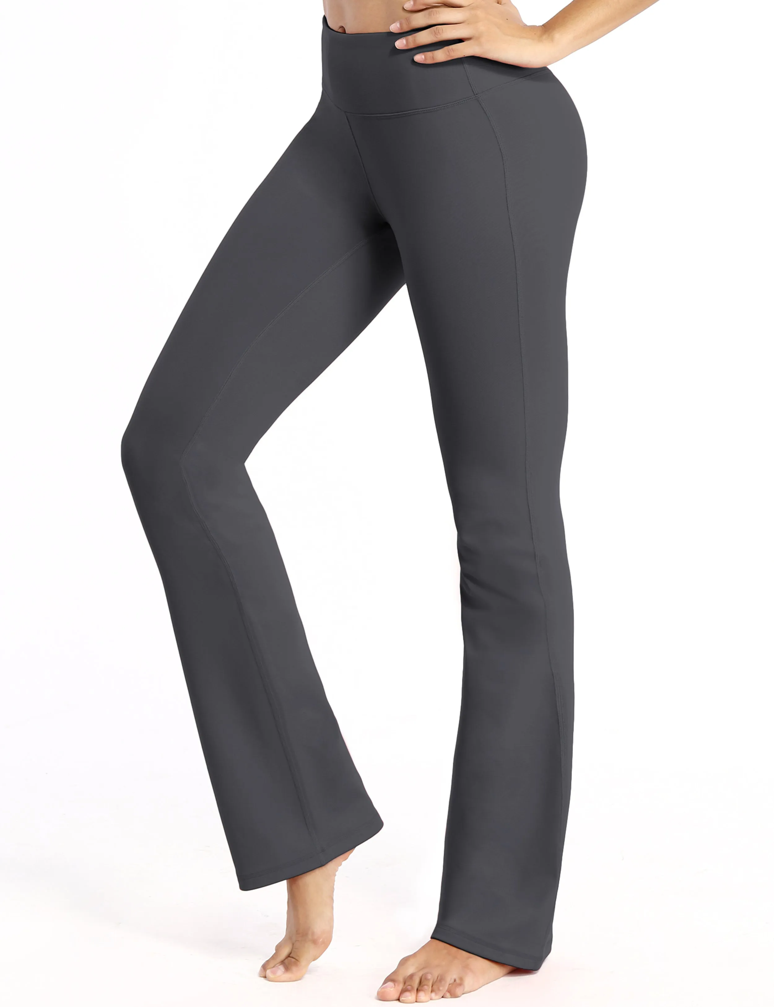 29" 31" 33" 35" Cotton Nylon Bootcut Leggings shadowcharcoal_Jogging