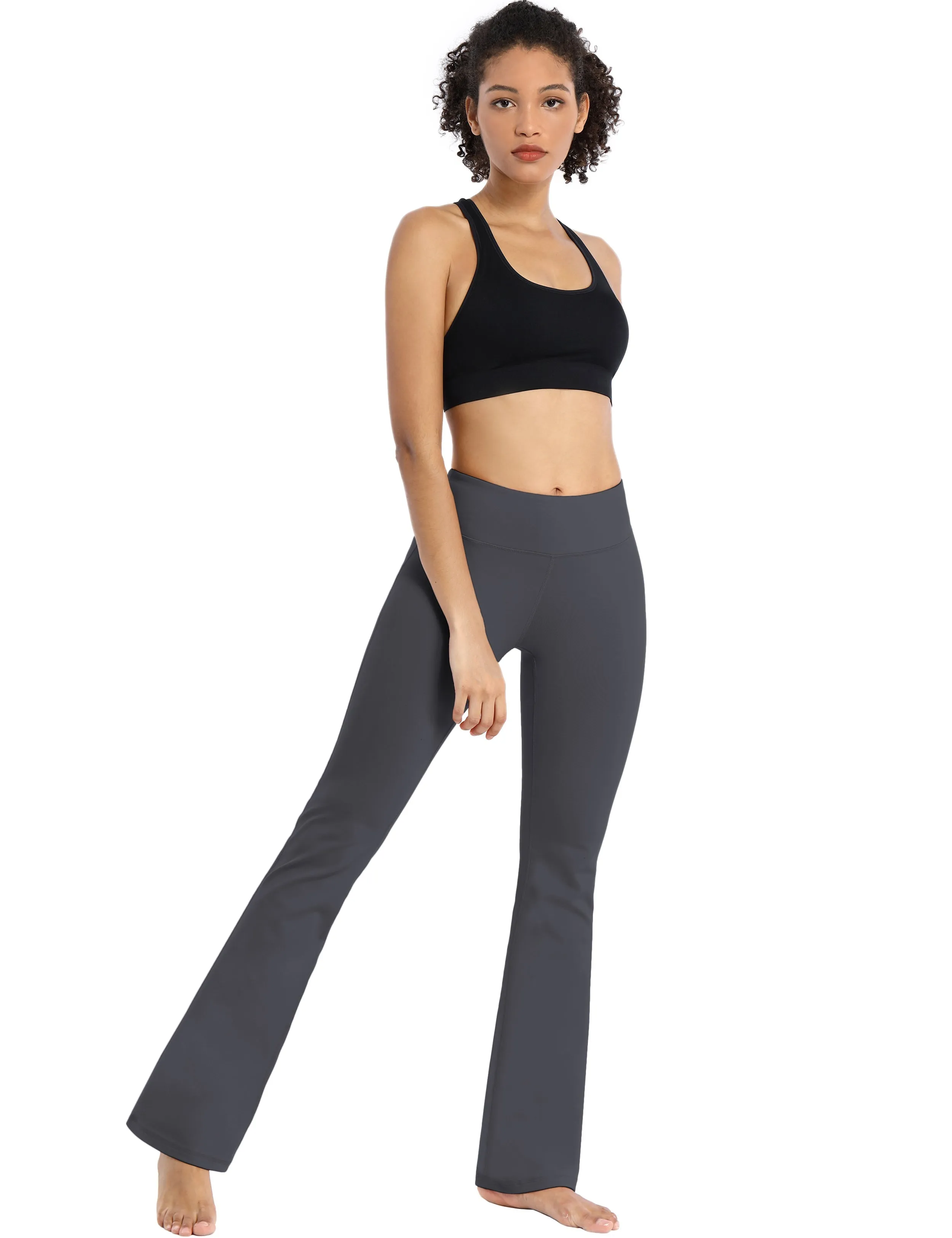 29" 31" 33" 35" Cotton Nylon Bootcut Leggings shadowcharcoal_Jogging