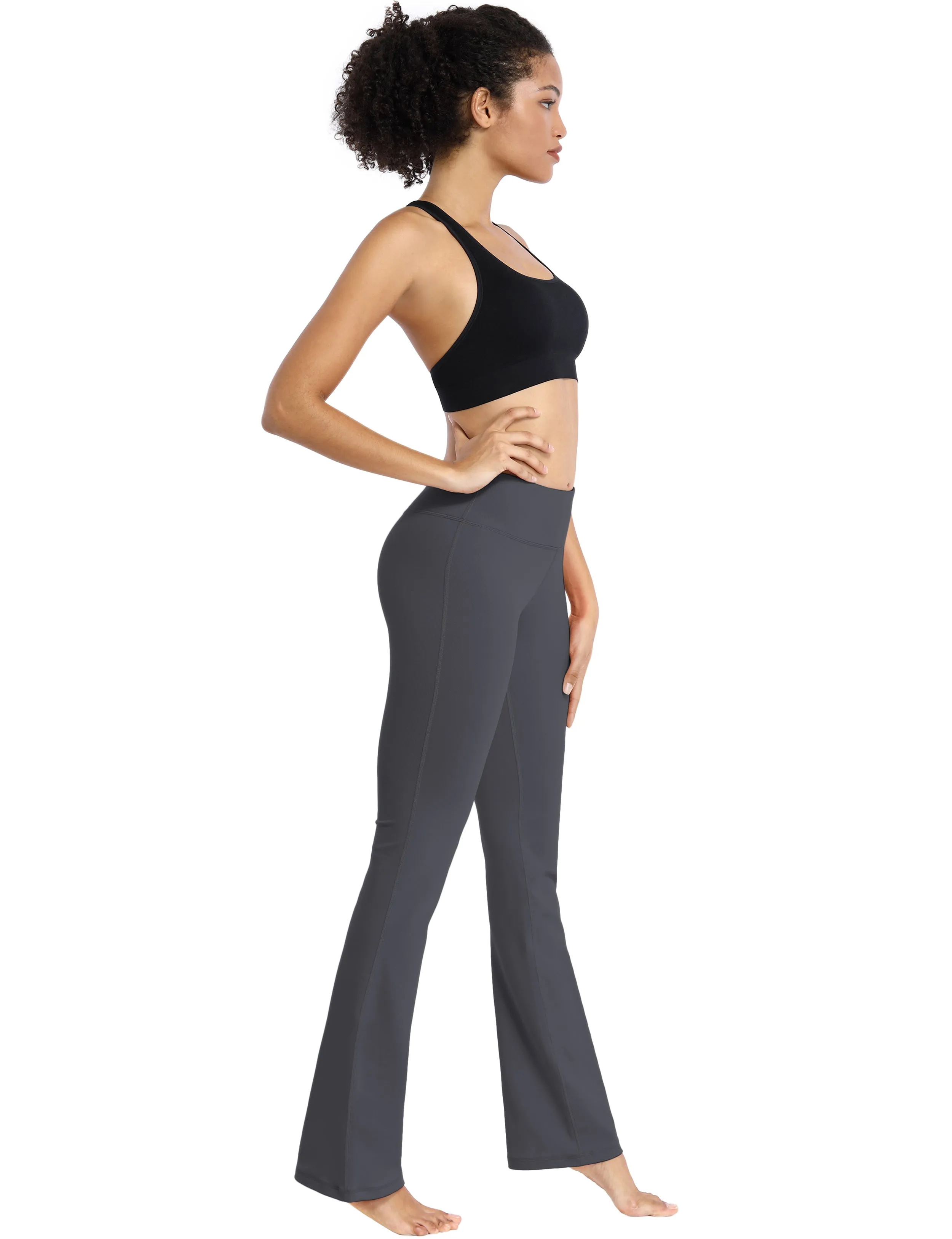 29" 31" 33" 35" Cotton Nylon Bootcut Leggings shadowcharcoal_Jogging