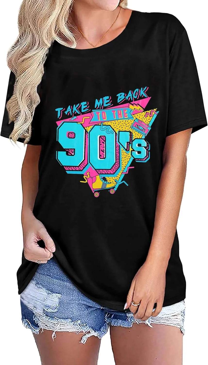 90s Womens T-Shirt 80s Baby 90s Made Me Shirts Neon Vintage 90s Theme Outfit Party Casual Tees Tops
