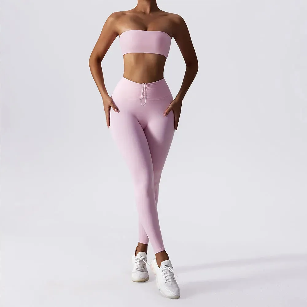 A&A ProSculpt Bandeau Bra & Ruched Tie Leggings Set