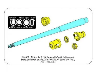 Aber 1/35 German 10,5cm KwK L/70 Barrel With Double Baffle Muzzle Brake 35 L-231