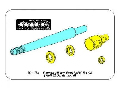 Aber 1/35 German 105mm leFH 18L/28 Barrel for StuH42G 35 L-18n