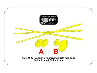 Aber 1/35 German 2m Aerials / Antennas with Ring Base (set of 3 pcs,) R-42