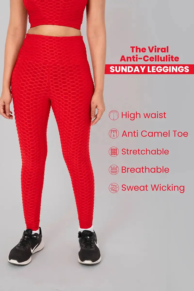 Anti Cellulite Women's Leggings - Red