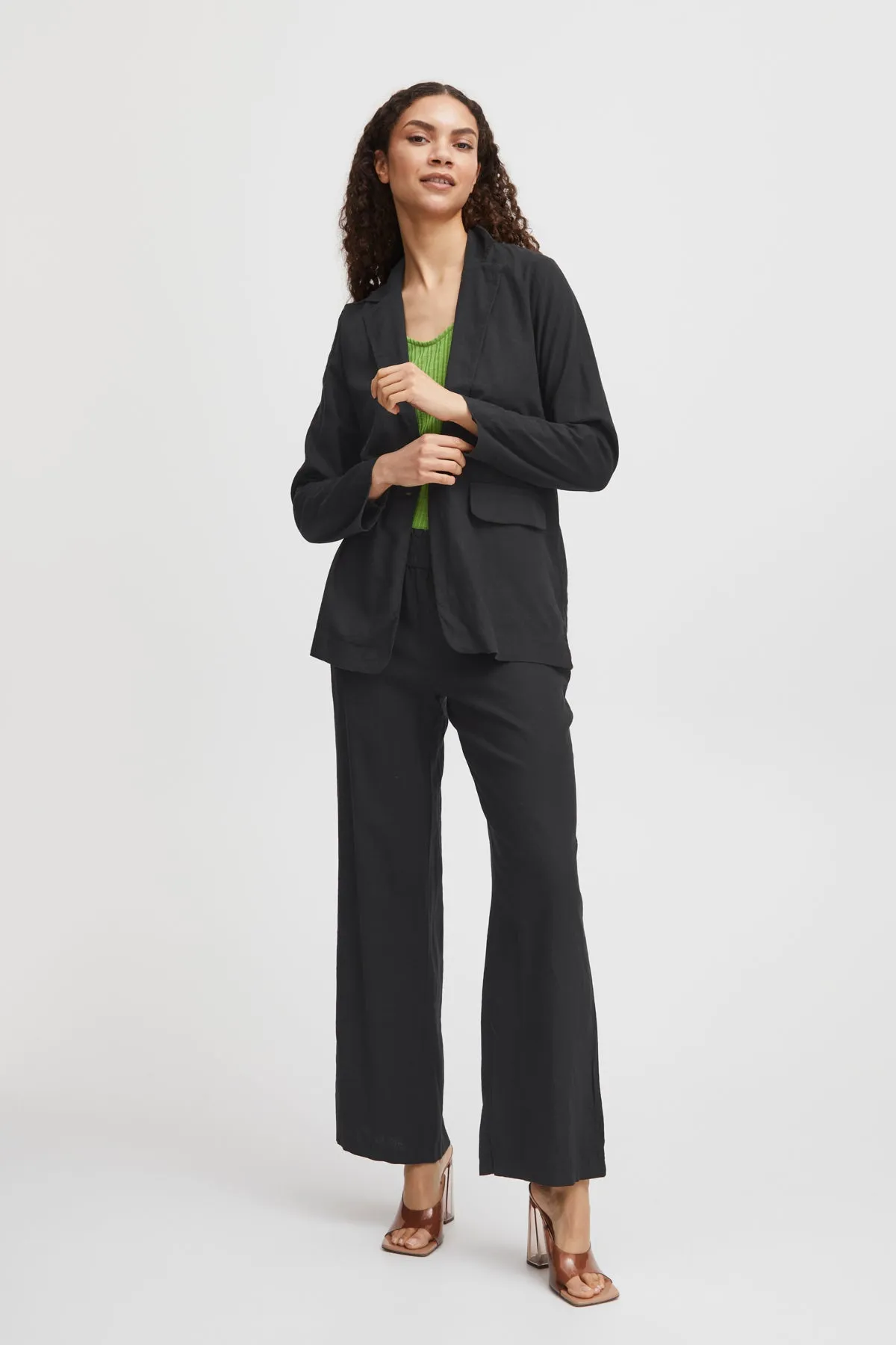 B Young Black Linen Mix Blazer