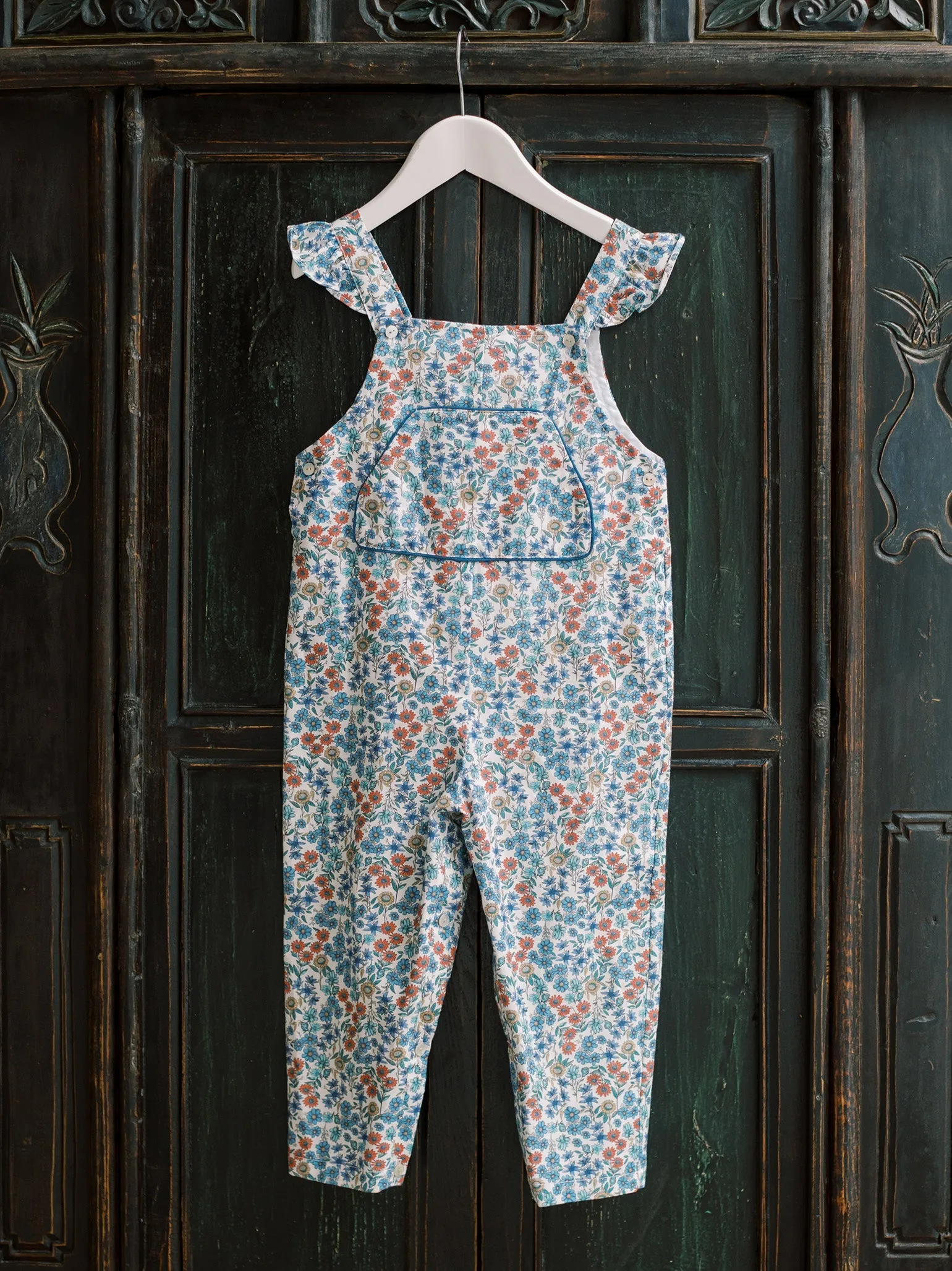 Blue Floral Nova Baby Girl Dungarees