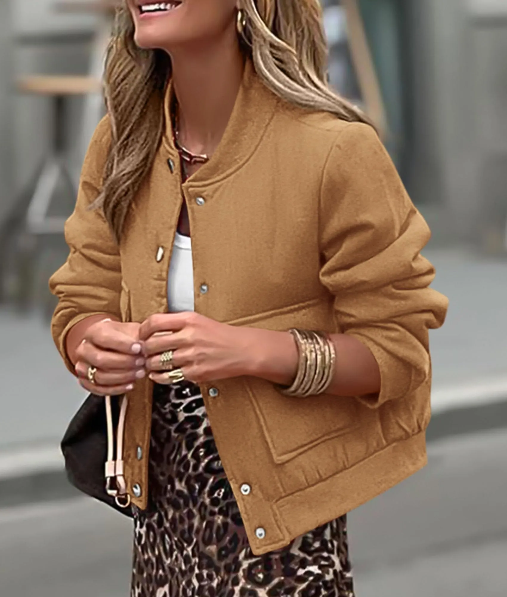 Casual Long Sleeve Button up Lightweight Varsity Bomber Jackets