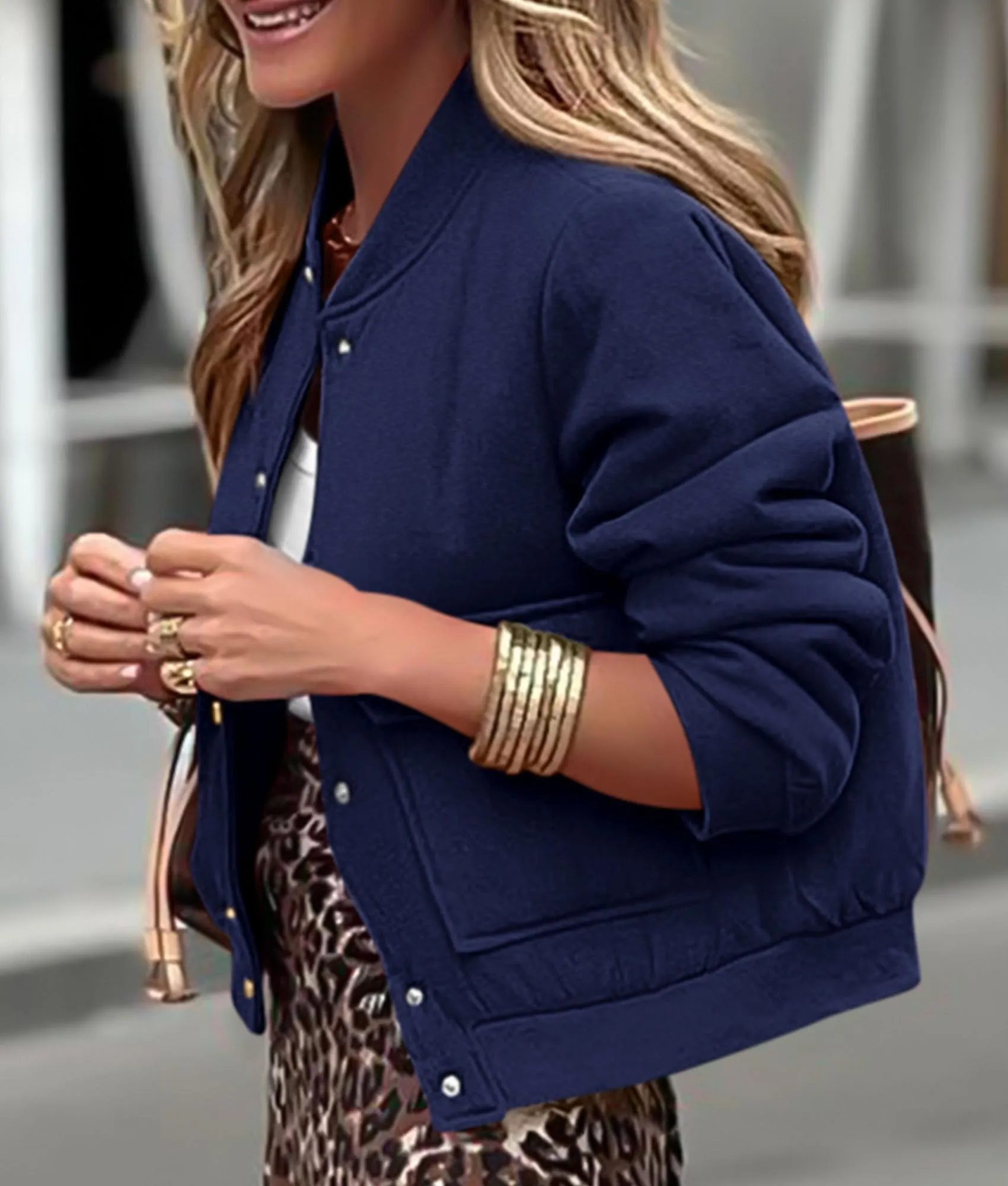 Casual Long Sleeve Button up Lightweight Varsity Bomber Jackets