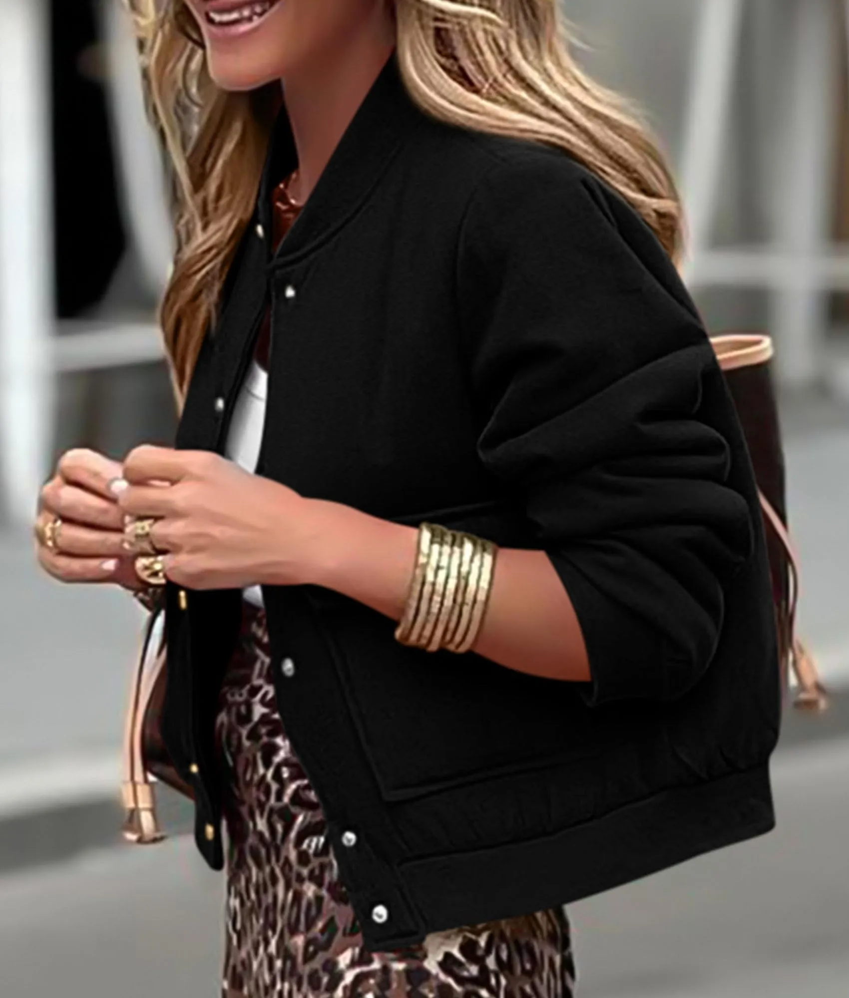 Casual Long Sleeve Button up Lightweight Varsity Bomber Jackets