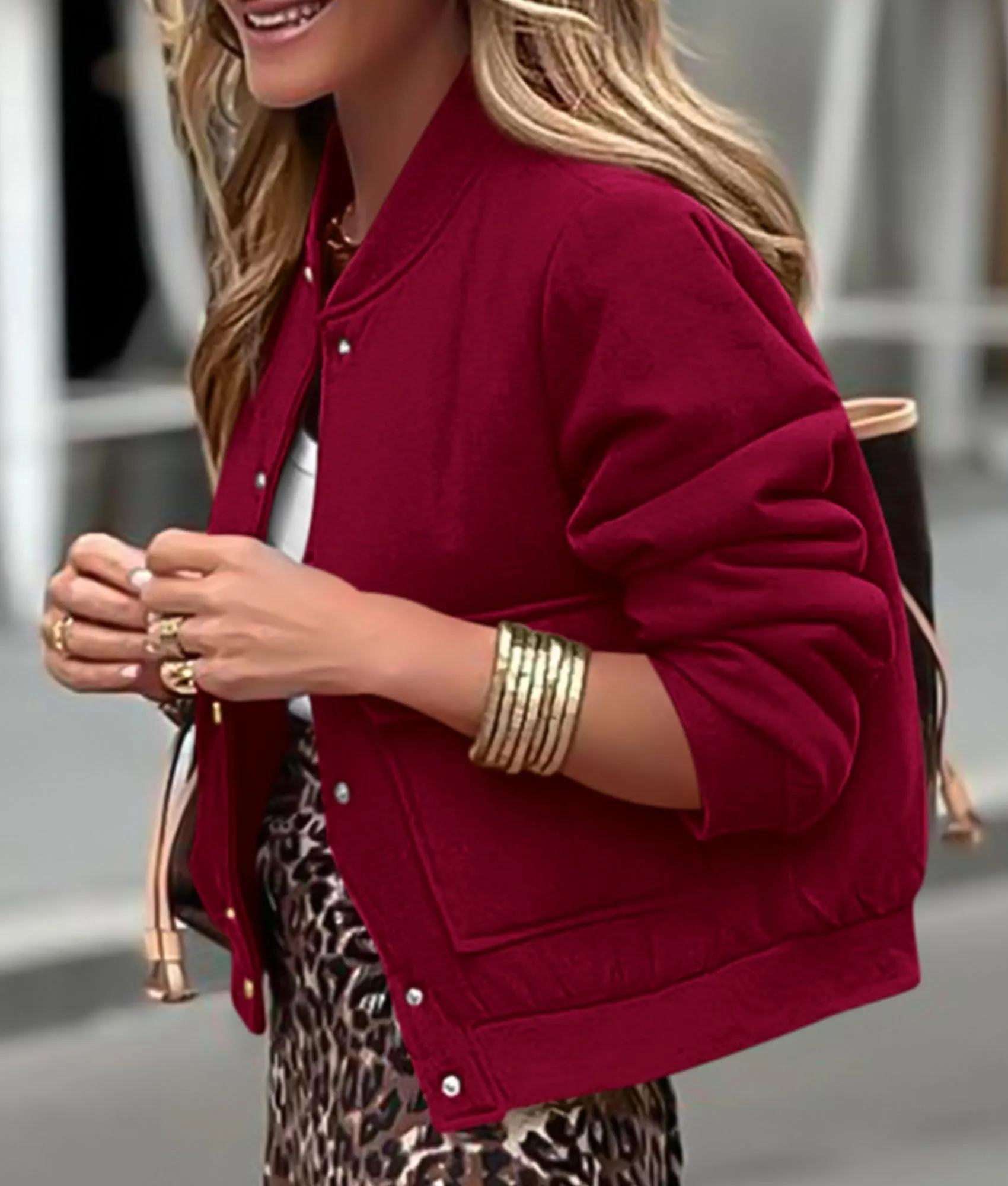 Casual Long Sleeve Button up Lightweight Varsity Bomber Jackets