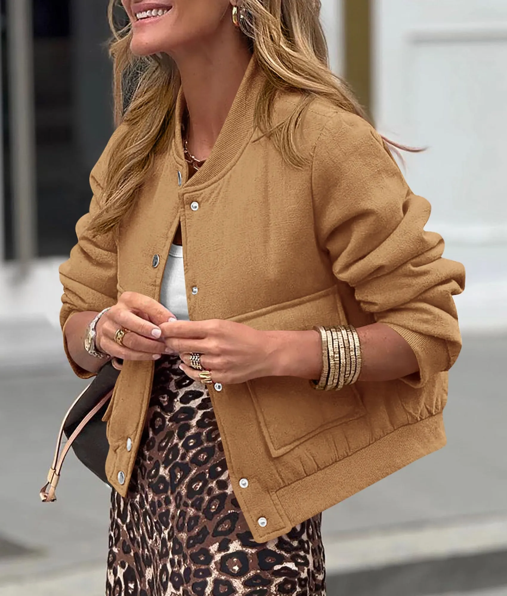 Casual Long Sleeve Button up Lightweight Varsity Bomber Jackets