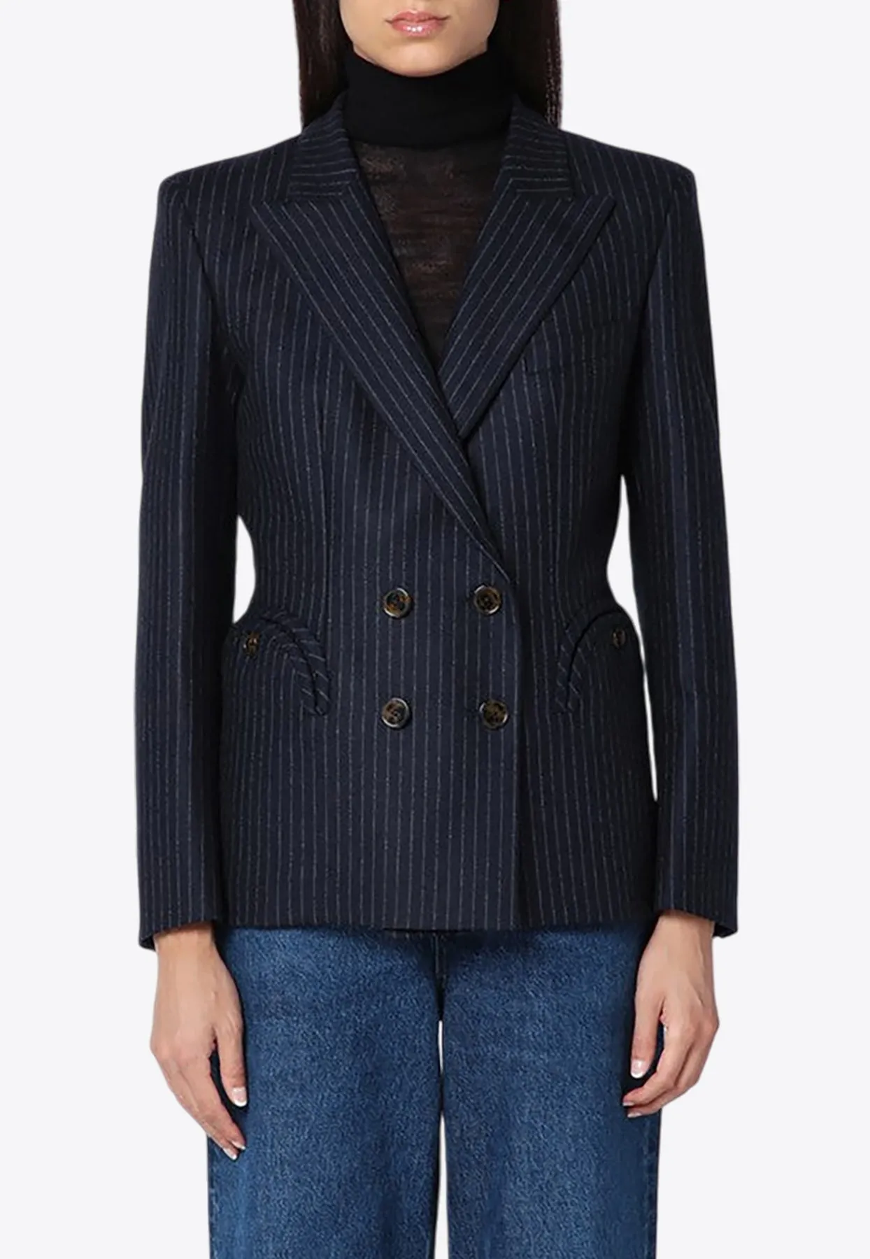 Charmer Wool and Cashmere Pinstripe Blazer