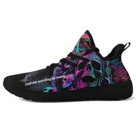 Customized Working Shoes with Skull Theme, Personalizable Names Tailored for Enthusiasts of Edgy Elegance,FN-051-23025001,Winter Sneakers,Outdoor Boots,Comfy Winter Boots