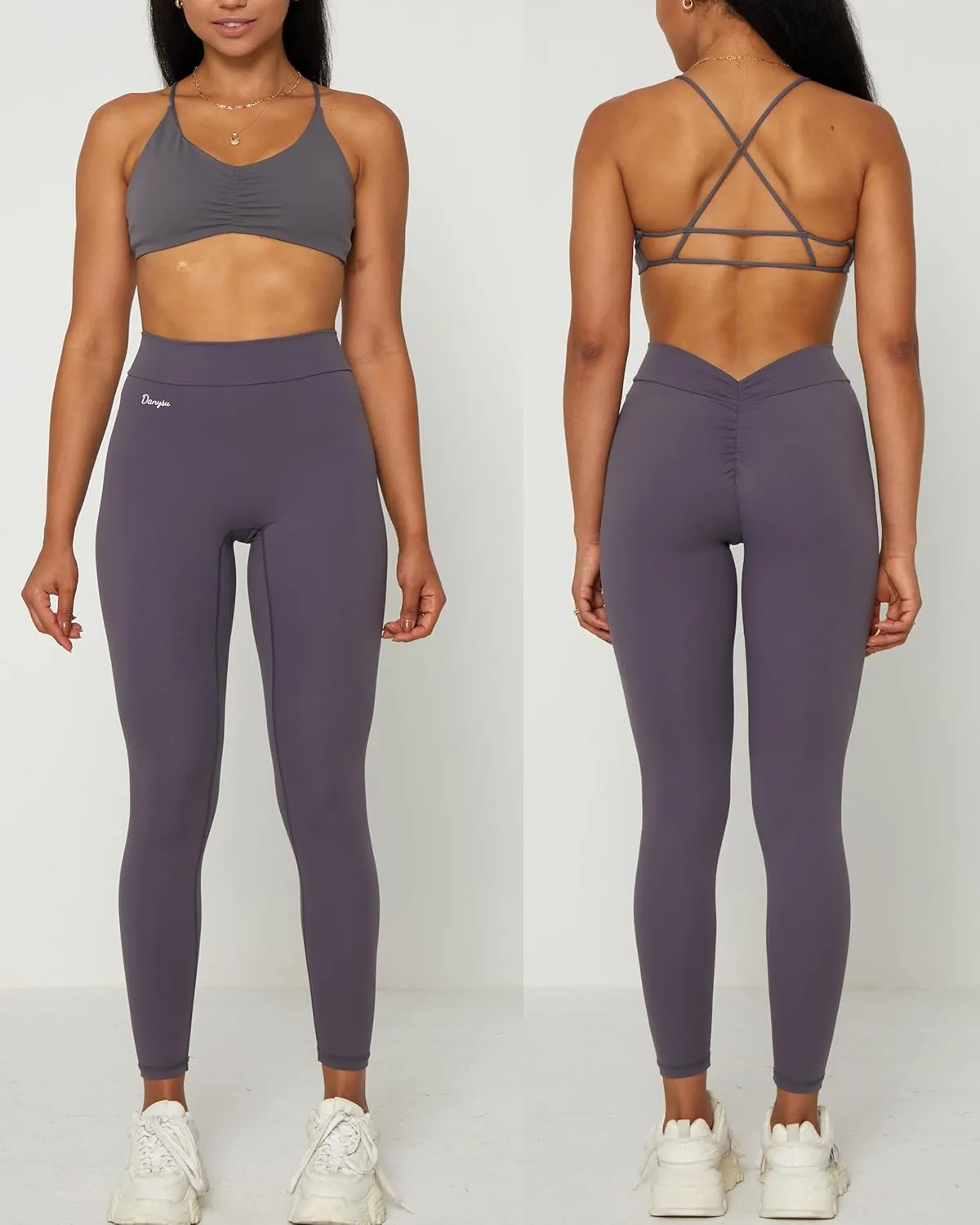 Danysu V Back Scrunch Butt Leggings for Women Soft High Waisted Booty Tights Workout Gym Yoga Pants