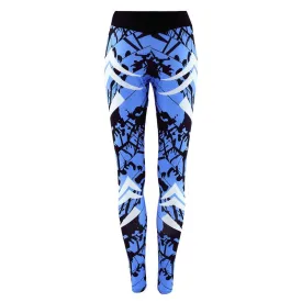 Dark Blue Printed Tight Gym Leggings - GlamzLife