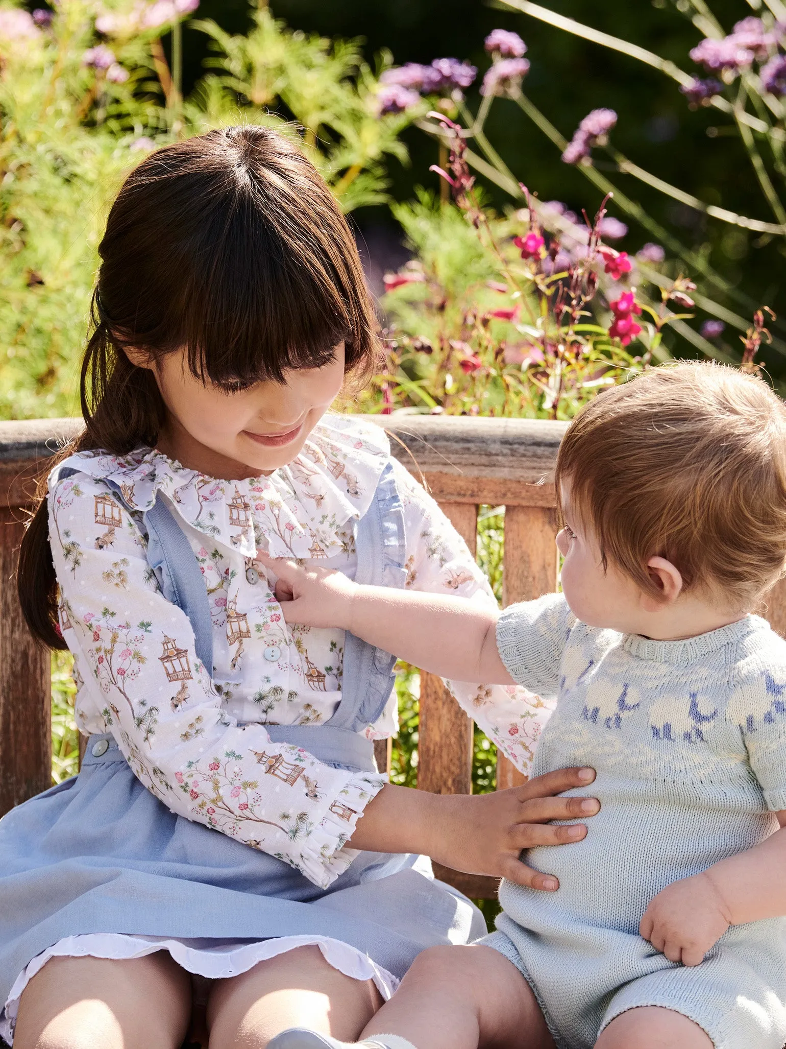 Dusty Blue Cordero Cotton Baby Knitted Playsuit