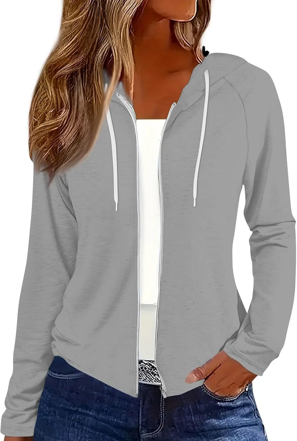 Fall Jackets for Women 2024 Fashion Full Zip Up Hoodie Long Sleeve Cropped Sweatshirt Jackets Casual Comfy Coats Tops