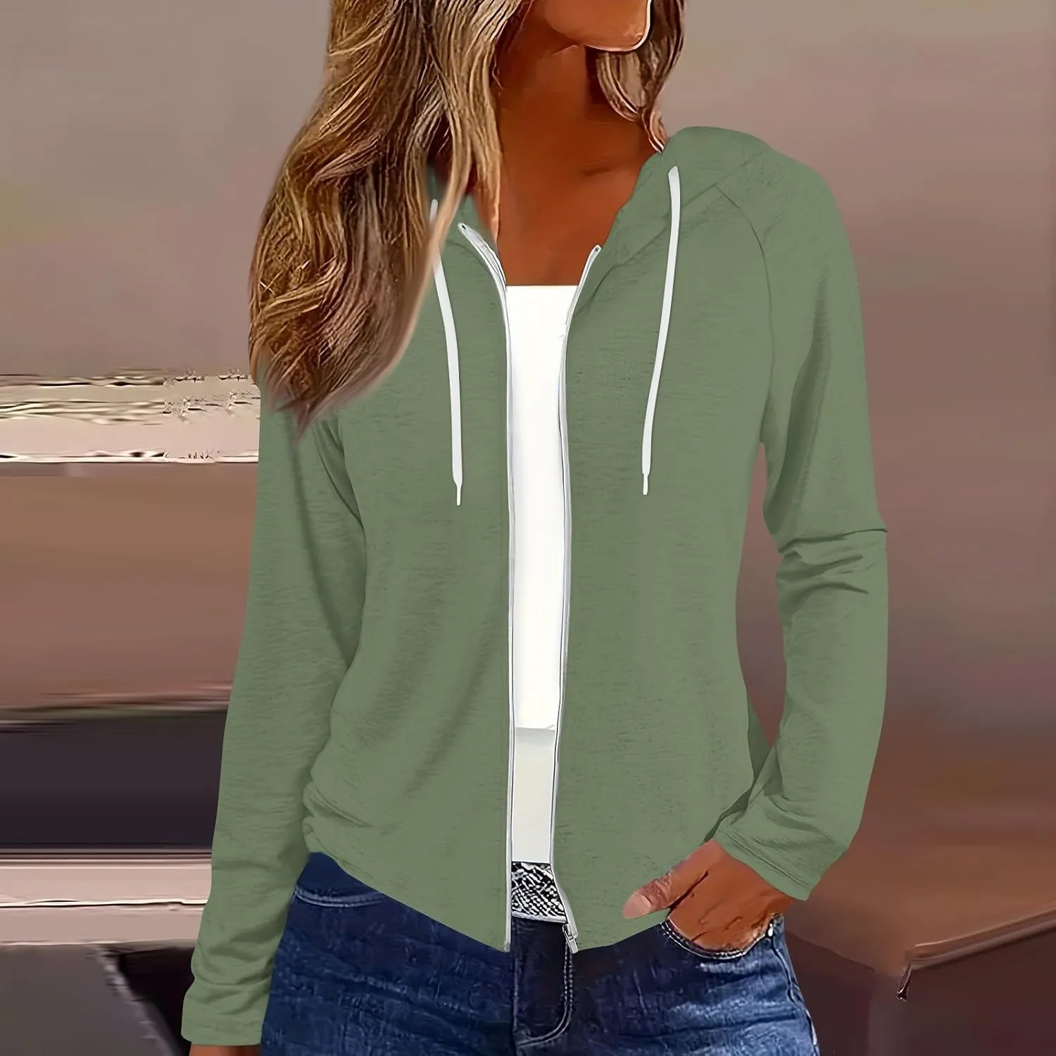 Fall Jackets for Women 2024 Fashion Full Zip Up Hoodie Long Sleeve Cropped Sweatshirt Jackets Casual Comfy Coats Tops