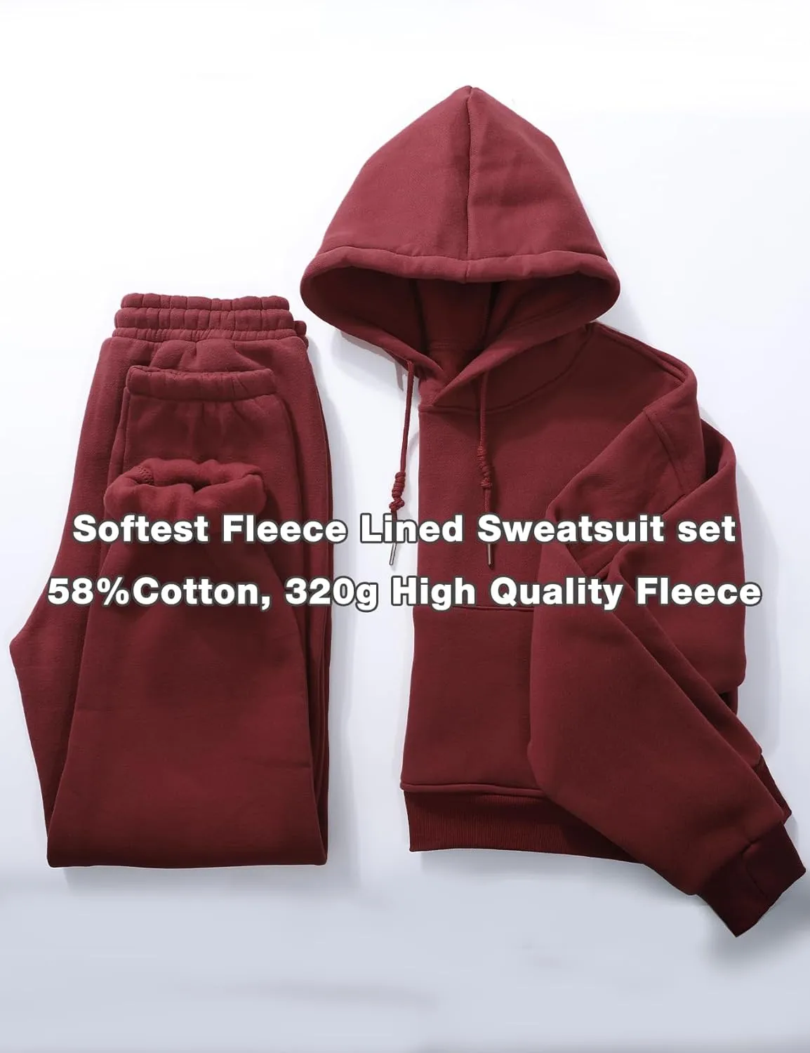 Flygo Womens Fleece 2 Piece Outfits Sweatsuit Crop Pullover Sweatshirt Joggers Pants Tracksuit Set