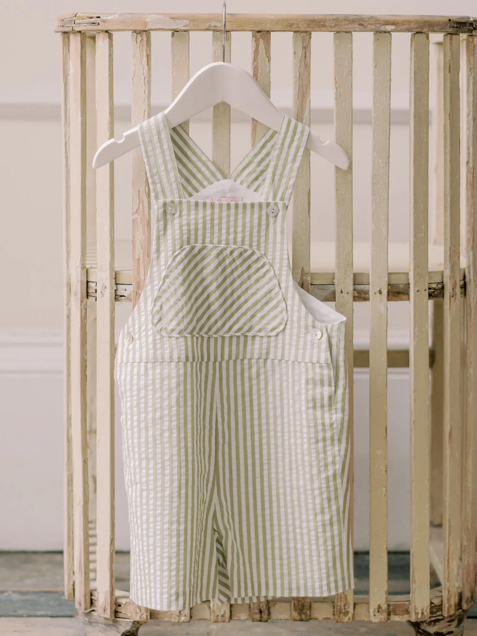 Green Stripe Ringo Baby Dungarees