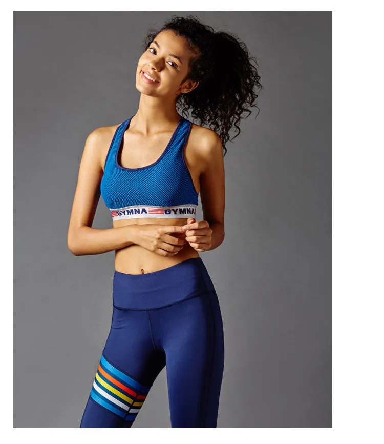GYMNA FRONT MULTI STRIPE GYM LEGGINGS