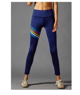 GYMNA FRONT MULTI STRIPE GYM LEGGINGS