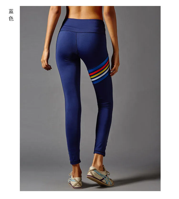 GYMNA FRONT MULTI STRIPE GYM LEGGINGS