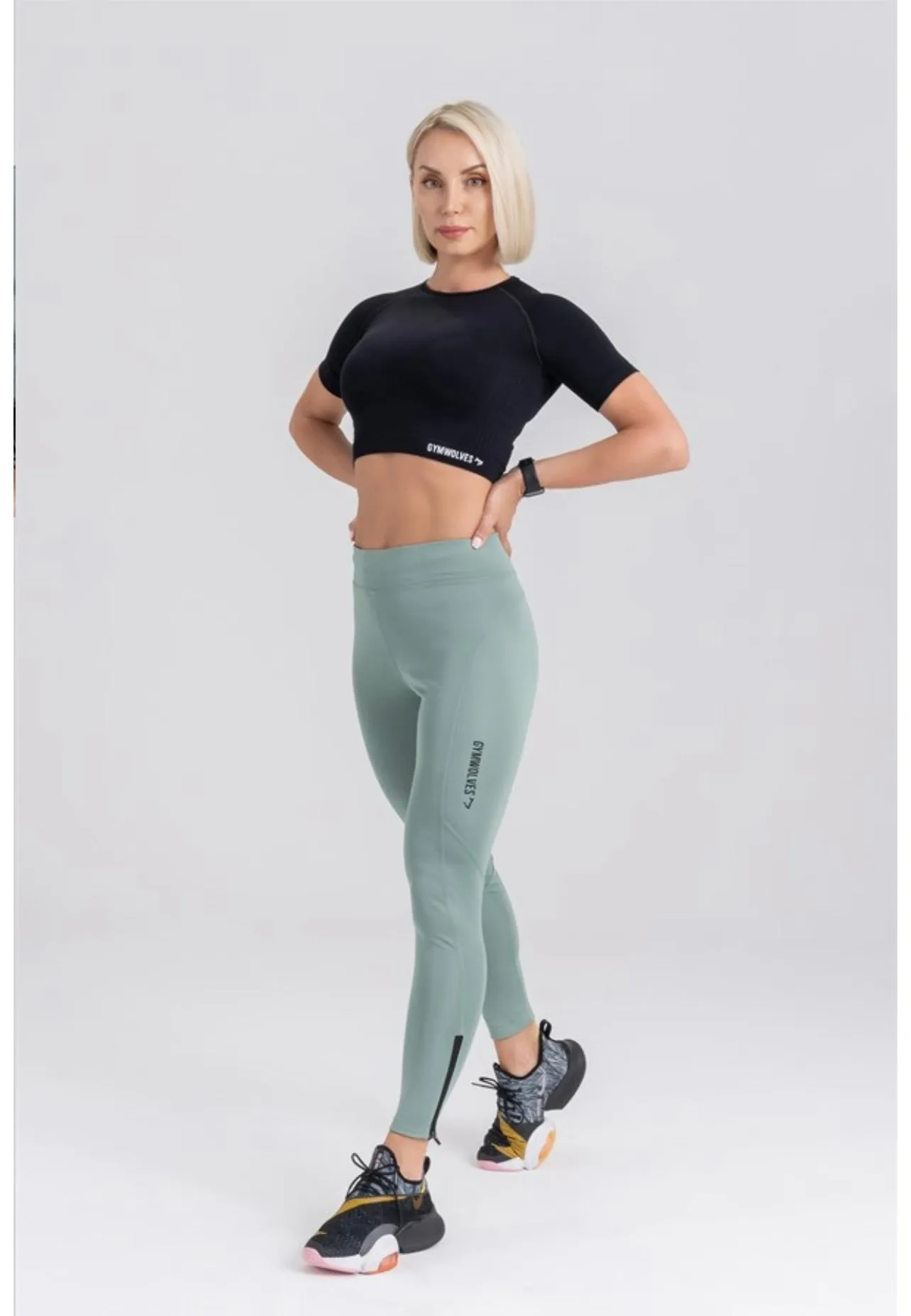 Gymwolves Sports Leggings | Green | Versatile Stretch | Push Up Woman Sports Leggings | Reflex Series