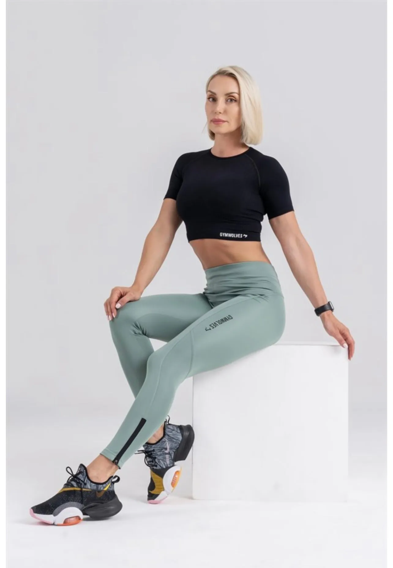 Gymwolves Sports Leggings | Green | Versatile Stretch | Push Up Woman Sports Leggings | Reflex Series