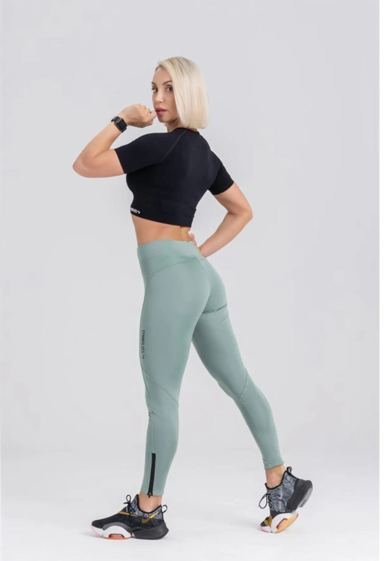 Gymwolves Sports Leggings | Green | Versatile Stretch | Push Up Woman Sports Leggings | Reflex Series