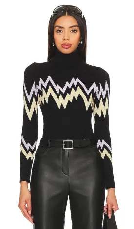JoosTricot Mountainscape Jacquard Turtleneck in Black
