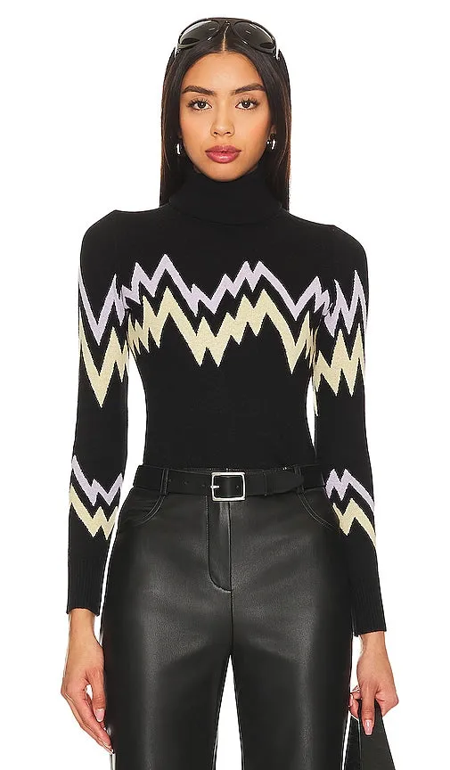 JoosTricot Mountainscape Jacquard Turtleneck in Black