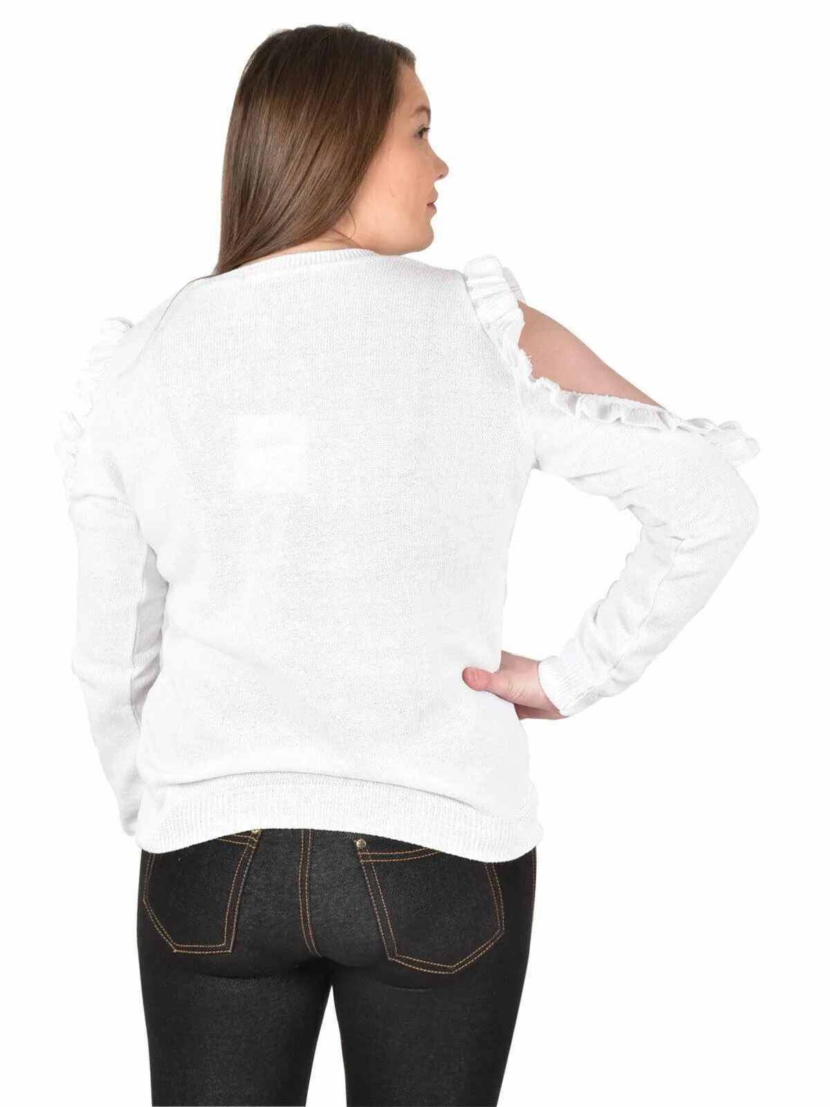 Ladies Cold Shoulder Frill Top