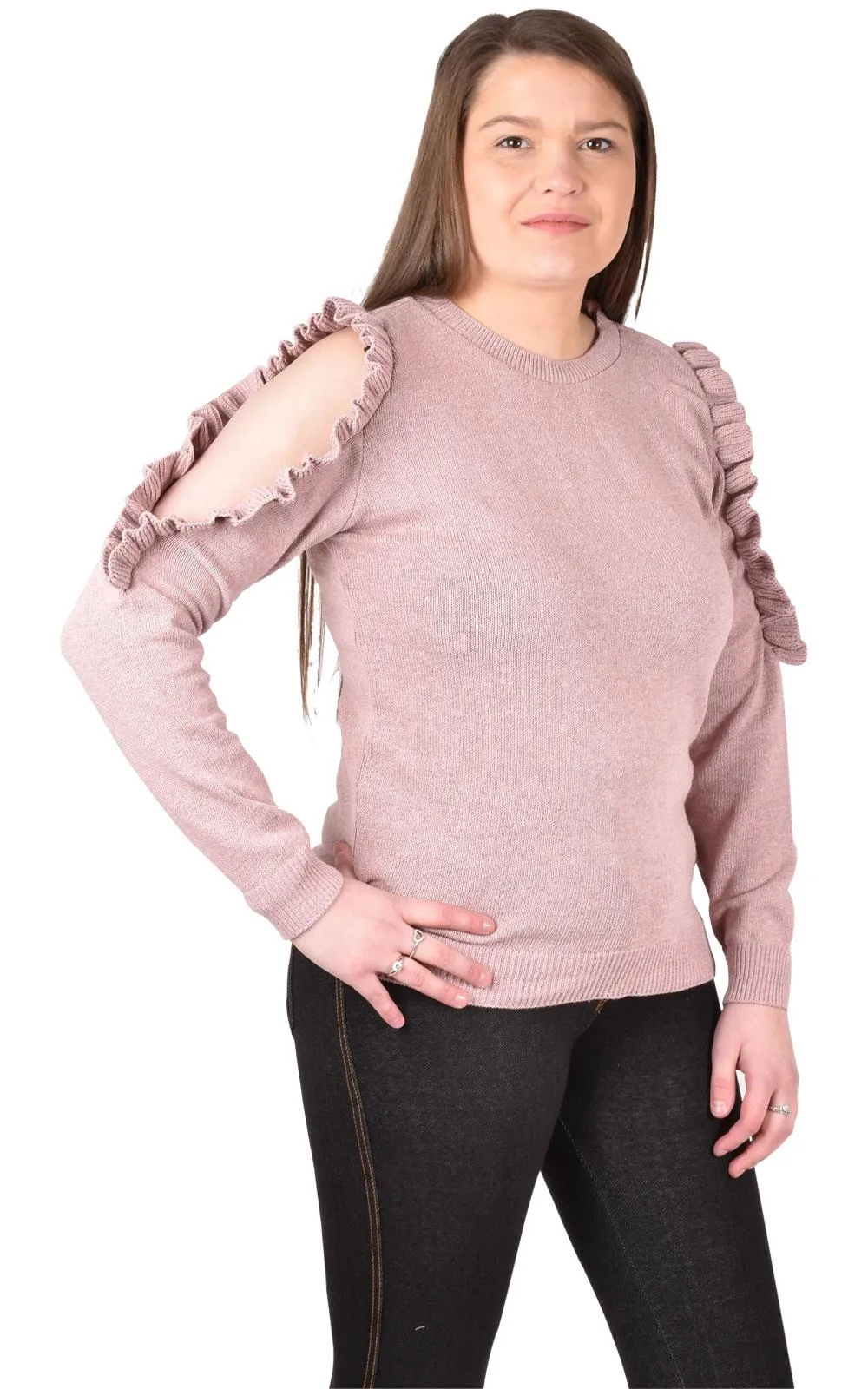 Ladies Cold Shoulder Frill Top