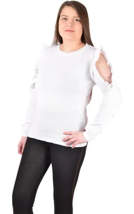 Ladies Cold Shoulder Frill Top