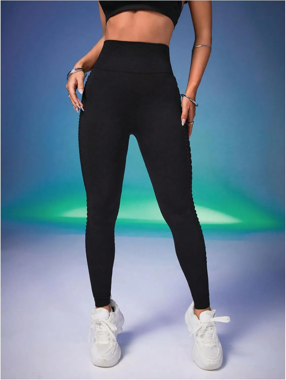MakeMeChic Women's Cut Out Sexy Leggings Criss Cross Skinny Pants Party Clubwear
